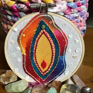 Yoni/pussy/vag embroidered wall hanging